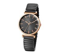 Lancardo Wrist Watches Women's Elastic Watches: Clear Easy to Read Analogue Quartz Watch with Bar Scale Stainless Steel Stretch Strap Watches Gifts for Women, black, Strap.