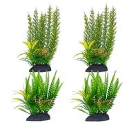 LANCARE 4 PCS Fish Tank Plants, Large Artificial Aquarium Plants with Heavy Base, Realistic Plastic Fish Tank Accessories Large Plants for Betta, Goldfish, Tropical Fish Tank Decorations (Green)