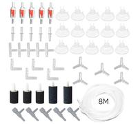 LANCARE 51 Piece Aquarium Air Pump Accessories Set | 8m Silicone Airline Tubing, Air Stones for Fish Tanks, Check Valves, Suction Cups, Connectors for Aquarium & Pond Aerator