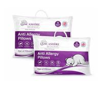 Lancashire Bedding Anti Allergy Pillows, Egyptian Cotton, Pair of Pillows, Hypoallergenic, Machine Washable, Made in the UK