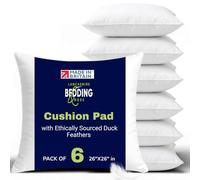 Lancashire Bedding Cushion Pad with Ethically Sourced Duck Feathers, 100% Cambric Cotton Outer Case, Medium Support, Machine Washable, British-Made Luxury Cushion Pads (6 Pack, 26"X26")