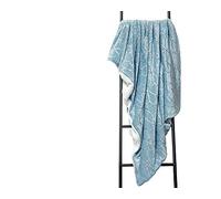 Lancashire Bedding Geometric Pattern Fleece Throw Blanket in Duck Egg - Polyester Made [130cm x 180cm] Warm & Soft Sofa Cover - Metallic Detail - Machine Washable, Easy Care