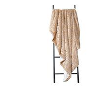 Lancashire Bedding Geometric Pattern Fleece Throw Blanket in Mink - Polyester Made [130cm x 180cm] Warm & Soft Sofa Cover - Metallic Detail - Machine Washable, Easy Care