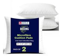 Lancashire Bedding Microfibre Luxury Cushion Pad Inner Insert Hollowfibre Filled, Pack of 2 Bounce Back Square Cushions Anti-Allergenic Light Weight Back Support 15x15 Bed Pillow (38x38cm)