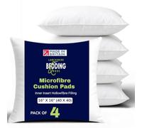 Lancashire Bedding Microfibre Luxury Cushion Pad Inner Insert Hollowfibre Filled, Pack of 4 Square Bounce Back Cushions Anti-Allergenic Light Weight Back Support 16x16 Bed Pillow (40x40cm)