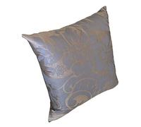 Lancashire Bedding Premium Blue & Silver Silk with Grey Floral Pattern Cushion Covers - Pack of 2