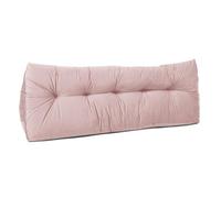 Lancashire Bedding Premium Velvet Headboard Cushions Triangular Wedge Bedroom Pillows- Headboard Bolster Support Pillow for Bed, Sofa, Chair (Double; 20 X 50 X 135cm; Pink)