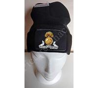 LANCASHIRE FUSILIERS CAP BADGE PRINTED ON A BLACK BEANIE HAT/CAP