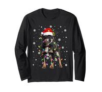 Lancashire Heeler Dog Christmas Lights Santa Hat Dog Xmas Long Sleeve T-Shirt