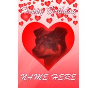 Lancashire Heeler Dog Hearts Birthday Personalised Card A5 Any Name codeHM197
