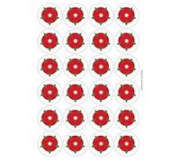 Lancashire Red Rose Circular Matt Paper Stickers A4 Sheet of 24 (Each Sticker is 45mm Diameter)