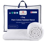 Lancashire Textiles 1 Tog Pure Cotton Summer Duvet - Hypoallergenic Lightweight Breathable for Hot Sleepers, Double, 200 X 200 Cm 100% Cotton, Allergy-Friendly Bedding