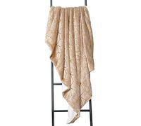 Lancashire Textiles | 130cm x 180cm Metalic Foil Graphic Sherpa Reversible Throws (Mink Rose Gold)