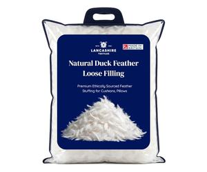 Lancashire Textiles 1kg Ethically Sourced Natural Duck Feather Filling - Feather Filling & Cushion Stuffing for Toys, Cushions, Sofas & Crafts | 5-6cm Length Loose Washed | Made in Britain