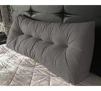 Lancashire Textiles 20 x 50 x 135cm (Double Bed) Luxury Faux Suede Triangular Wedge Bedroom Headboard Cushion - Headboard Bolster Support Pillow for Bed, Sofa, Chair - Grey