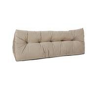 Lancashire Textiles 20 x 50 x 135cm (Double Bed) Luxury Velvet Triangular Wedge Bedroom Headboard Cushion - Headboard Bolster Support Pillow for Bed, Sofa, Chair - Beige - Made in Britain