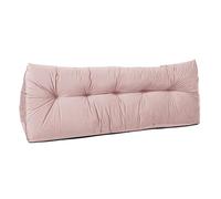 Lancashire Textiles 20 x 50 x 150cm (King Bed) Luxury Velvet Triangular Wedge Bedroom Headboard Cushion - Headboard Bolster Support Pillow for Bed, Sofa, Chair - Pink - Made in Britain