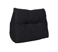 Lancashire Textiles 20 x 50 x 60cm (Armchair) Luxury Velvet Triangular Wedge Bedroom Armchair Headboard Cushion - Headboard Bolster Support Pillow for Bed, Sofa, Chair - Black - Made in Britain