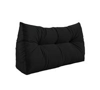 Lancashire Textiles 20 x 50 x 90cm (Single Bed) Luxury Velvet Triangular Wedge Bedroom Headboard Cushion - Headboard Bolster Support Pillow for Bed, Sofa, Chair - Black - Made in Britain