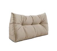 Lancashire Textiles 20 x 50 x 90cm (Single Bed) Luxury Velvet Triangular Wedge Bedroom Headboard Cushion - Headboard Bolster Support Pillow for Bed, Sofa, Chair - Beige - Made in Britain