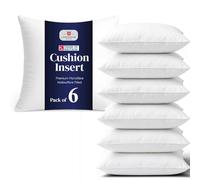Lancashire Textiles 6 Pack 24" x 24” (60 x 60cm) Quality Microfibre Super Bounce Fibre Cushion Pads Made in Britain with Cotton Blend Casing & Our Luxury Hollowfibre Filling