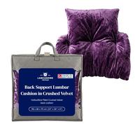 Lancashire Textiles Back Support Lumbar Cushion in Crushed Velvet - Hollowfibre Filled T-Shaped Lightweight Pillow for Armchair and Desk Chair (Size -62 X 68 X 12cm; Colour - Purple)