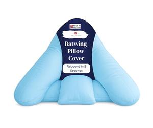 Lancashire Textiles Batwing Reading Pillowcase, Polycotton Light Blue Cover, Super Soft, Comfortable Support, Extra Long Zip for Easy Use, Customized for Batwing Pillow (28" x 33" x 8")