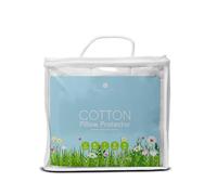 Lancashire Textiles Cotton Bed Pillow Protectors - Pack Of 2, Quilted Designed to Fit Standard Size Pillows - Zipped Cotton Casing, White Pillow Covers - 74 X 48 Cm (29X18 Inch)