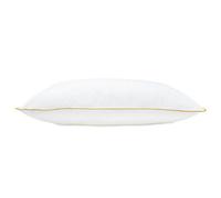 Lancashire Textiles Cotton Pillow Pack of 2, Gold Piping Edge, Hollowfibre Filled Medium Firmness and Support Bed Cushion - Well-Filled Multipack Pillows for Comfort Sleeping - 71cm X 46cm [27” X 18”]