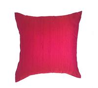 Lancashire Textiles Fuchsia Pink Silk Blend Cushion Cover 43cm x 43cm - 55% Silk, 45% Polyester - Bold & Bright Colour, Plain Design for Stylish Comfort