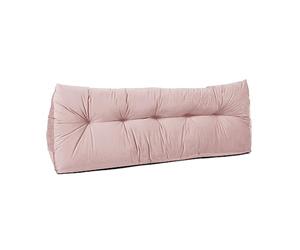 Lancashire Textiles Headboard Cushion - 20 x 50 x 135cm (Double Bed) Luxury Velvet Triangular Wedge Cushion - Headboard Bolster Support Pillow for Bed, Sofa, Chair - Pink - Made in Britain