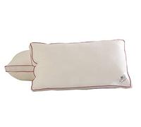Lancashire Textiles Health Down Pillow 2 Pack - Hotel Collection, Air Relax Design, Red Satin Piping, Support for Neck & Spine Alignment, Hypoallergenic Knitted Microfibre Casing (75 X 50 Cm)