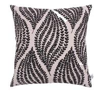 Lancashire Textiles Leaf Embroidered Cushion 45x45cm Duck Feather Filled - Textured Cotton Front & Plain Reversible Back - Decorative Scatter Cushion - Blush