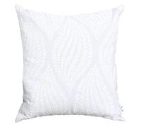 Lancashire Textiles Leaf Embroidered Cushion Cover 45x45cm Cover Only - Textured Cotton Front with Plain Reversible Back - Decorative Scatter Cover - Natural
