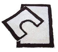 Lancashire Textiles Limited Manufacturers of quilts, pillows and homewares | 2 Piece Superb 100% Cotton High Pile Bath Mat and Pedestal Set (Cream/ Chocolate)