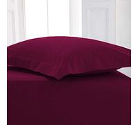 Lancashire Textiles Luxury Hotel Quality Easy Iron 180 TC Valance Sheet in Aubergine - Plain Dye Polycotton Percale Single Base (90cm x 190cm x 40cm drop) with a combed cotton-polyester blend Sheet