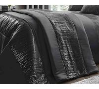 Lancashire Textiles Luxury Sequin Embellished Matt Satin Duvet Cover Set in Pewter with 2 Free Pillow Cases - King Size