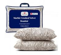 Lancashire Textiles Marble Crushed Velvet Boudoir Cushion 30x50cm - Double Sided Luxury Decorative Cushion for Sofa, Couch & Bed - Soft Accent Cushion for Living Room & Bedroom Decor - Silver