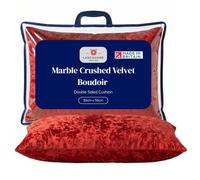 Lancashire Textiles Marble Crushed Velvet Boudoir Cushion 30x50cm - Double Sided Luxury Decorative Cushion for Sofa, Couch & Bed - Soft Accent Cushion for Living Room & Bedroom Decor - Ruby