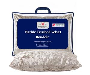 Lancashire Textiles Marble Crushed Velvet Boudoir Cushion 30x50cm - Double Sided Luxury Decorative Cushion for Sofa, Couch & Bed - Soft Accent Cushion for Living Room & Bedroom Decor - Champagne
