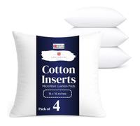 Lancashire Textiles 4 Pack 16" x 16” (40 x 40cm) Quality Microfibre Super Bounce Fibre Cushion Pads Made in Britain with Our Luxury Hollowfibre Filling