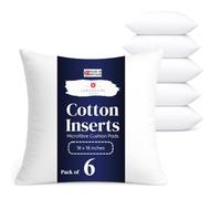 Lancashire Textiles 6 Pack 18" x 18” (45 x 45cm) Quality Microfibre Super Bounce Fibre Cushion Pads Made in Britain with Cotton Blend Casing & Our Luxury Hollowfibre Filling