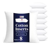 Lancashire Textiles 8 Pack 16" x 16” (40 x 40cm) Quality Microfibre Super Bounce Fibre Cushion Pads Made in Britain with Cotton Blend Casing & Our Luxury Hollowfibre Filling