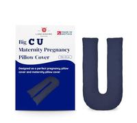 Lancashire Textiles Pregnancy Pillow Case, 150x35cm U Shaped Navy Zip Cover | Orthopaedic Body Pillow Cover with Soft Feel for Pregnancy, Nursing and Sleeping Support, Made in Britain, OEKO-TEX Certified