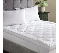 Lancashire Textiles 2" Satin Stripe Microfibre Mattress Topper - Soft Plush Fill, Silver Piped Edge, Elastic Straps - 90x190cm, Single Bed