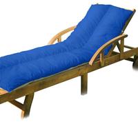 Lancashire Textiles Supreme Quality Sun Lounger Recliner Patio Garden Furniture Replacement Cushion Topper Pad with Elasticated Straps - Made in UK (60cm x 190cm, Navy Blue)