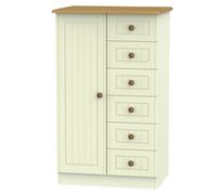 Lancaster 1 Door 5 Drawer Childrens Wardrobe (Ready Assembled) Ready Assembled 2 U Cream One Size