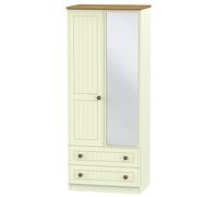 Lancaster 2 Door 2 Drawer Mirrored Wardrobe (Ready Assembled) Ready Assembled 2 U Cream One Size