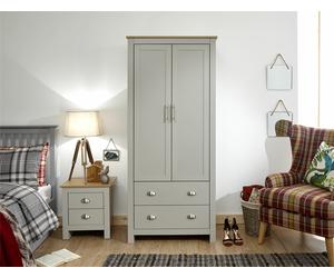 Lancaster 2 Door 2 Drawer Wardrobe Bedroom Furniture Grey