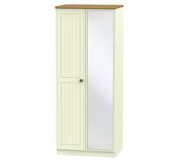 Lancaster 2 Door Mirrored Wardrobe (Ready Assembled) Ready Assembled 2 U Cream One Size